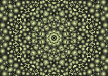 Dijital illüstrasyon, geometrik soyut renkli kaleydoskop simetrik desen ve gradyan etkisi. Klasik güzel dekoratif arkaplan