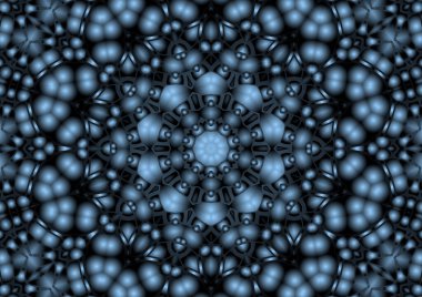 Dijital illüstrasyon, geometrik soyut renkli kaleydoskop simetrik desen ve gradyan etkisi. Klasik güzel dekoratif arkaplan