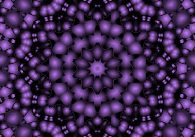 Dijital illüstrasyon, geometrik soyut renkli kaleydoskop simetrik desen ve gradyan etkisi. Klasik güzel dekoratif arkaplan