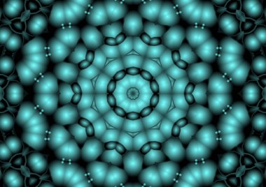 Dijital illüstrasyon, geometrik soyut renkli kaleydoskop simetrik desen ve gradyan etkisi. Klasik güzel dekoratif arkaplan