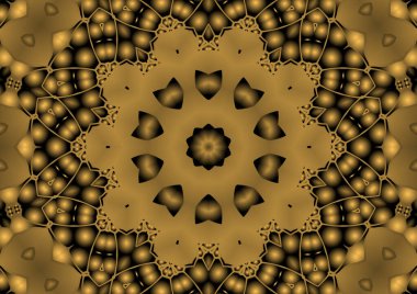 Dijital illüstrasyon, geometrik soyut renkli kaleydoskop simetrik desen ve gradyan etkisi. Klasik güzel dekoratif arkaplan