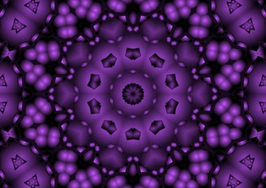 Dijital illüstrasyon, geometrik soyut renkli kaleydoskop simetrik desen ve gradyan etkisi. Klasik güzel dekoratif arkaplan