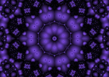 Dijital illüstrasyon, geometrik soyut renkli kaleydoskop simetrik desen ve gradyan etkisi. Klasik güzel dekoratif arkaplan