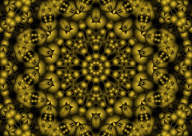 Dijital illüstrasyon, geometrik soyut renkli kaleydoskop simetrik desen ve gradyan etkisi. Klasik güzel dekoratif arkaplan