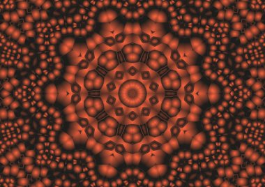 Dijital illüstrasyon, geometrik soyut renkli kaleydoskop simetrik desen ve gradyan etkisi. Klasik güzel dekoratif arkaplan