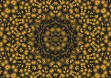 Dijital illüstrasyon, geometrik soyut renkli kaleydoskop simetrik desen ve gradyan etkisi. Klasik güzel dekoratif arkaplan