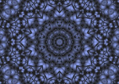 Dijital illüstrasyon, geometrik soyut renkli kaleydoskop simetrik desen ve gradyan etkisi. Klasik güzel dekoratif arkaplan