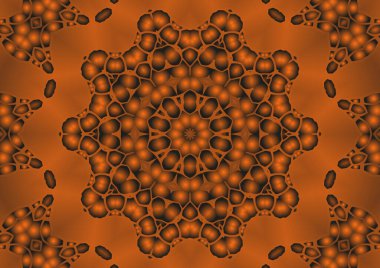 Dijital illüstrasyon, geometrik soyut renkli kaleydoskop simetrik desen ve gradyan etkisi. Klasik güzel dekoratif arkaplan