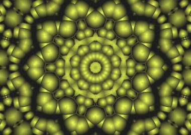 Dijital illüstrasyon, geometrik soyut renkli kaleydoskop simetrik desen ve gradyan etkisi. Klasik güzel dekoratif arkaplan