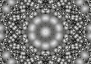 Dijital illüstrasyon, geometrik soyut kaleydoskop simetrik desen ve gradyan etkisi. Klasik güzel dekoratif arkaplan
