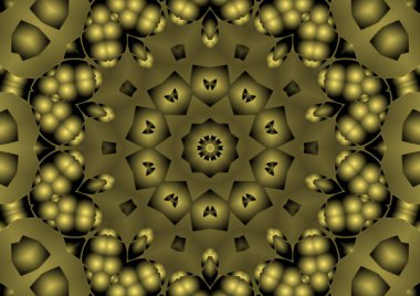 Dijital illüstrasyon, geometrik soyut renkli kaleydoskop simetrik desen ve gradyan etkisi. Klasik güzel dekoratif arkaplan