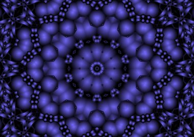 Dijital illüstrasyon, geometrik soyut renkli kaleydoskop simetrik desen ve gradyan etkisi. Klasik güzel dekoratif arkaplan