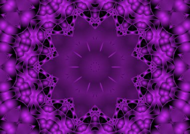 Dijital illüstrasyon, geometrik soyut renkli kaleydoskop simetrik desen ve gradyan etkisi. Klasik güzel dekoratif arkaplan