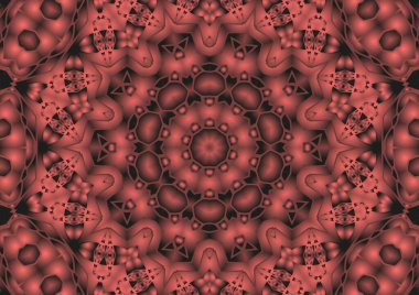 Dijital illüstrasyon, geometrik soyut renkli kaleydoskop simetrik desen ve gradyan etkisi. Klasik güzel dekoratif arkaplan