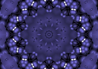 Dijital illüstrasyon, geometrik soyut renkli kaleydoskop simetrik desen ve gradyan etkisi. Klasik güzel dekoratif arkaplan