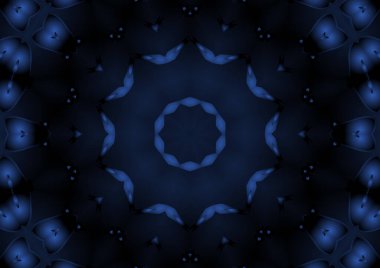 Dijital illüstrasyon, geometrik soyut renkli kaleydoskop simetrik desen ve gradyan etkisi. Klasik güzel dekoratif arkaplan