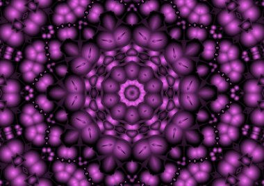 Dijital illüstrasyon, geometrik soyut renkli kaleydoskop simetrik desen ve gradyan etkisi. Klasik güzel dekoratif arkaplan