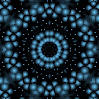 Dijital illüstrasyon, geometrik soyut renkli kaleydoskop simetrik desen ve gradyan etkisi. Klasik güzel dekoratif arkaplan