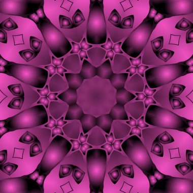 Dijital illüstrasyon, geometrik soyut renkli kaleydoskop simetrik desen ve gradyan etkisi. Klasik güzel dekoratif arkaplan