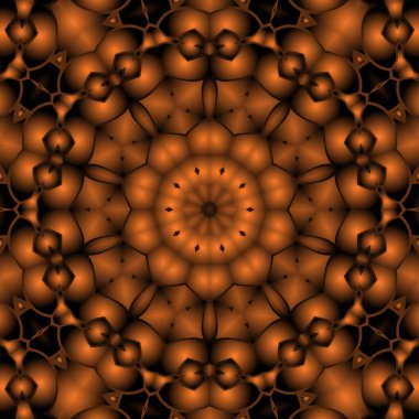 Dijital illüstrasyon, geometrik soyut renkli kaleydoskop simetrik desen ve gradyan etkisi. Klasik güzel dekoratif arkaplan