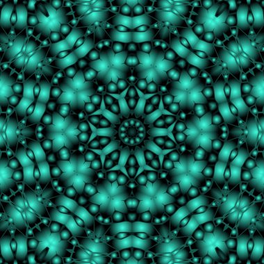 Dijital illüstrasyon, geometrik soyut renkli kaleydoskop simetrik desen ve gradyan etkisi. Klasik güzel dekoratif arkaplan