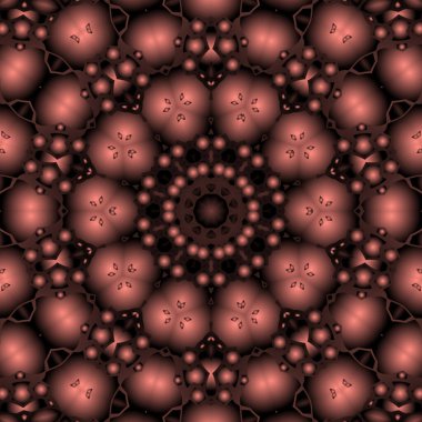 Dijital illüstrasyon, geometrik soyut renkli kaleydoskop simetrik desen ve gradyan etkisi. Klasik güzel dekoratif arkaplan