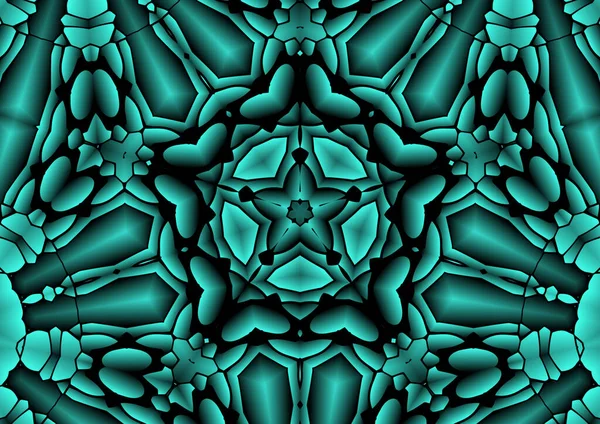 Illustrazione Digitale Geometrico Astratto Colorato Caleidoscopio Modello Simmetrico Con Effetto — Foto Stock