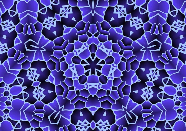 Dijital illüstrasyon, geometrik soyut renkli kaleydoskop simetrik desen ve gradyan etkisi. Klasik güzel dekoratif arkaplan