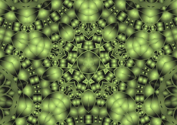 Dijital illüstrasyon, geometrik soyut renkli kaleydoskop simetrik desen ve gradyan etkisi. Klasik güzel dekoratif arkaplan