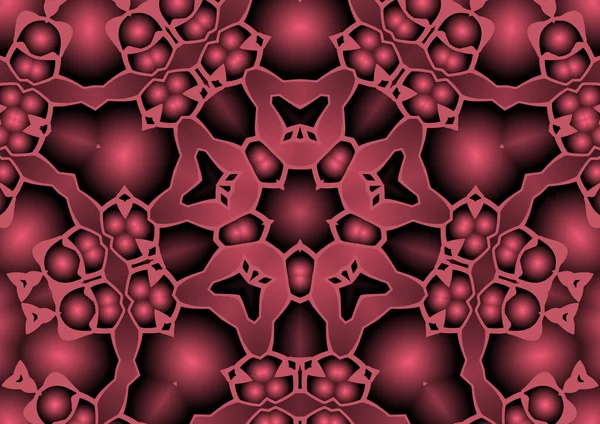 Dijital illüstrasyon, geometrik soyut renkli kaleydoskop simetrik desen ve gradyan etkisi. Klasik güzel dekoratif arkaplan