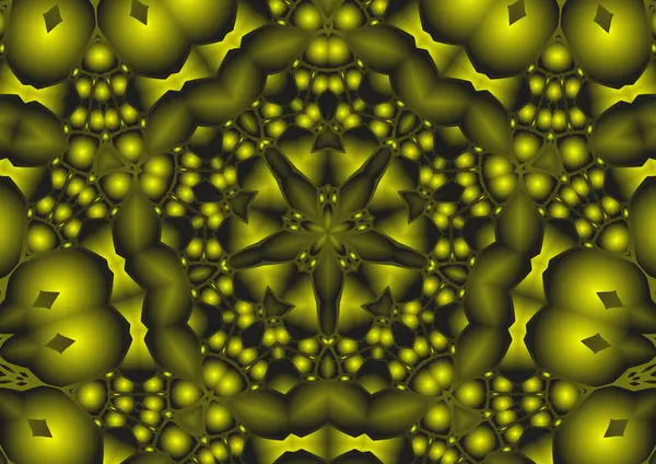 デジタルイラスト グラデーション効果を持つ幾何学的な抽象的なカラフルな万華鏡対称パターン ヴィンテージ美しい装飾黄色の背景 — ストック写真