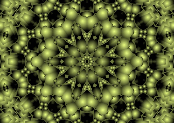 Dijital illüstrasyon, geometrik soyut renkli kaleydoskop simetrik desen ve gradyan etkisi. Klasik güzel dekoratif arkaplan