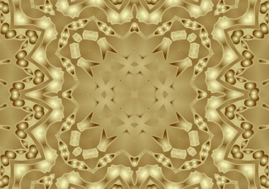 Dijital illüstrasyon, geometrik soyut renkli kaleydoskop simetrik desen ve gradyan etkisi. Klasik güzel dekoratif arkaplan