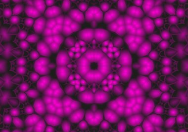 Dijital illüstrasyon, geometrik soyut renkli kaleydoskop simetrik desen ve gradyan etkisi. Klasik güzel dekoratif arkaplan