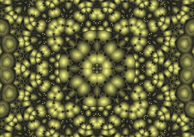 Dijital illüstrasyon, geometrik soyut renkli kaleydoskop simetrik desen ve gradyan etkisi. Klasik güzel dekoratif arkaplan