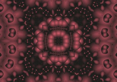 Dijital illüstrasyon, geometrik soyut renkli kaleydoskop simetrik desen ve gradyan etkisi. Klasik güzel dekoratif arkaplan