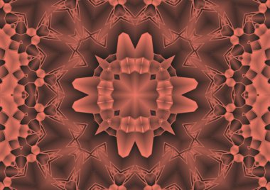 Dijital illüstrasyon, geometrik soyut renkli kaleydoskop simetrik desen ve gradyan etkisi. Klasik güzel dekoratif arkaplan