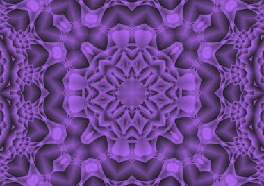 Dijital illüstrasyon, geometrik soyut renkli kaleydoskop simetrik desen ve gradyan etkisi. Klasik güzel dekoratif arkaplan