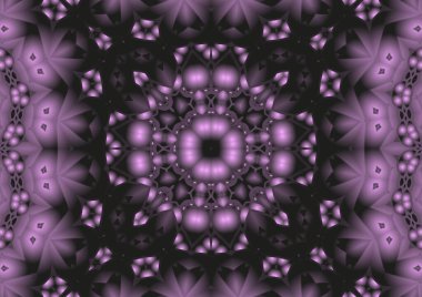 Dijital illüstrasyon, geometrik soyut renkli kaleydoskop simetrik desen ve gradyan etkisi. Klasik güzel dekoratif arkaplan