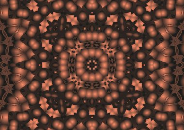 Dijital illüstrasyon, geometrik soyut renkli kaleydoskop simetrik desen ve gradyan etkisi. Klasik güzel dekoratif arkaplan
