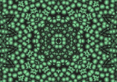 Dijital illüstrasyon, geometrik soyut renkli kaleydoskop simetrik desen ve gradyan etkisi. Klasik güzel dekoratif arkaplan