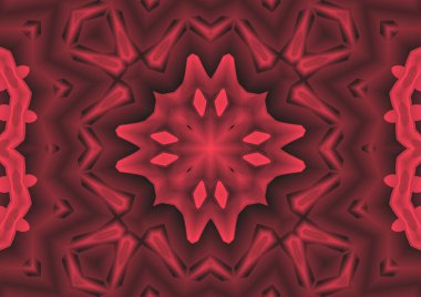 Dijital illüstrasyon, geometrik soyut renkli kaleydoskop simetrik desen ve gradyan etkisi. Klasik güzel dekoratif arkaplan