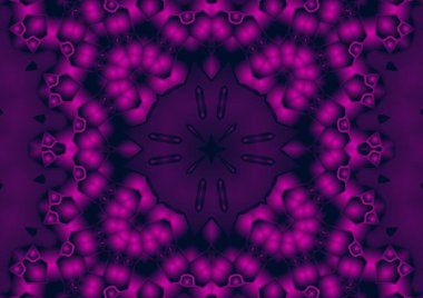 Dijital illüstrasyon, geometrik soyut renkli kaleydoskop simetrik desen ve gradyan etkisi. Klasik güzel dekoratif pembe arkaplan