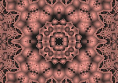 Dijital illüstrasyon, geometrik soyut renkli kaleydoskop simetrik desen ve gradyan etkisi. Klasik güzel dekoratif arkaplan