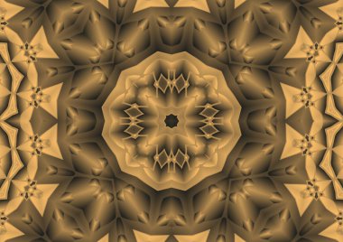 Dijital illüstrasyon, geometrik soyut renkli kaleydoskop simetrik desen ve gradyan etkisi. Klasik güzel dekoratif arkaplan