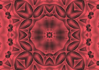 Dijital illüstrasyon, geometrik soyut renkli kaleydoskop simetrik desen ve gradyan etkisi. Klasik güzel dekoratif arkaplan