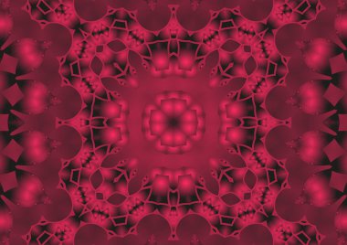 Dijital illüstrasyon, geometrik soyut renkli kaleydoskop simetrik desen ve gradyan etkisi. Klasik güzel dekoratif arkaplan