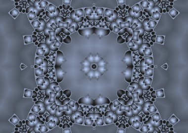 Dijital illüstrasyon, geometrik soyut renkli kaleydoskop simetrik desen ve gradyan etkisi. Klasik güzel dekoratif arkaplan