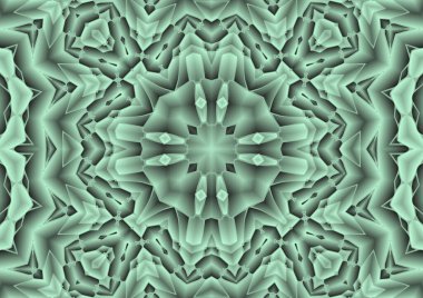 Dijital illüstrasyon, geometrik soyut renkli kaleydoskop simetrik desen ve gradyan etkisi. Klasik güzel dekoratif arkaplan