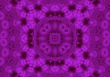 Dijital illüstrasyon, geometrik soyut renkli kaleydoskop simetrik desen ve gradyan etkisi. Klasik güzel dekoratif arkaplan